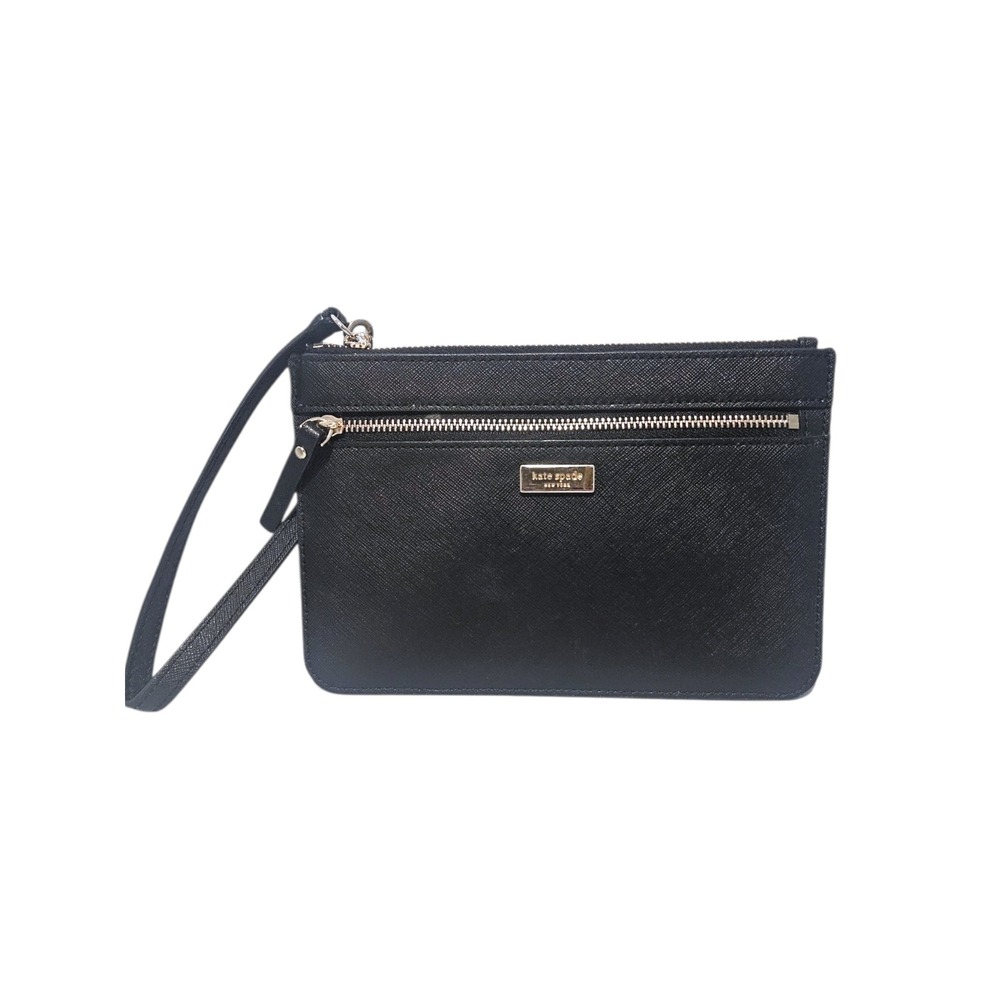 Kate Spade New York Black Saffiano Leather Wristlet Clutch Bag S338